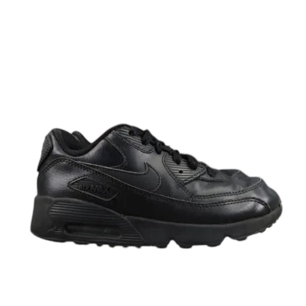 Nike Shoes Kids 2 Sneaker Air Max 90 Black Leather Lace Up Athletic Sport Active